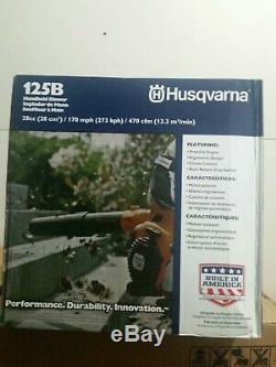125 b Husquavarna hand held leaf blower gas new in box 28cc engine 170mph 470cfm
