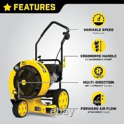 160 MPH 1300 CFM 224 cc Walk-Behind Gas Leaf Blower with Swivel Front Wheel and