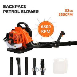 2Stroke 52cc Gas Powered Backpack Orange Leaf Blower Snow Blower For Lawn Garden