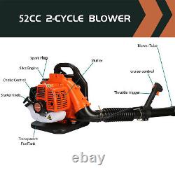 2Stroke 52cc Gas Powered Backpack Orange Leaf Blower Snow Blower For Lawn Garden