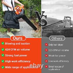 424 CFM 2-in-1 Gas Leaf Blower/Leaf Vacuum/Mulcher, Cordless Blower, Gas Powered