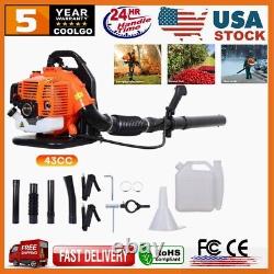 43CC Backpack Gas Leaf Blower Gasoline Powered Snow Blower 665CFM 3HP 2-Stroke