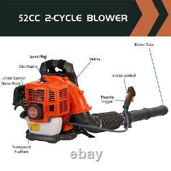 52CC 550CFM Leaf Blower Gas Backpack Snow Blower 2-Stroke 1.7HP Tube Adjustable