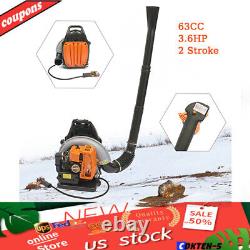 63CC 2Stroke Backpack Gas Powered Leaf Blower Commercial Grass Lawn Blower 3.6HP