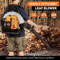 63CC 2-Stroke 850CFM 4.3HP Commercial Backpack Gas Leaf Blower 2024 NEW USA