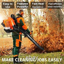 63CC 2 Stroke Backpack Gas Powered Leaf Blower Commercial Grass Lawn Blower US