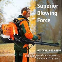 63CC 2 Stroke Backpack Gas Powered Leaf Blower Commercial Grass Lawn Blower US