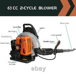 63CC Leaf Blower Backpack Gas Dust Blower 2-Stroke Engine 665CFM 300MPH Orange