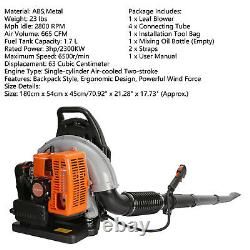63CC Leaf Blower Backpack Gas Dust Blower 2-Stroke Engine 665CFM 300MPH Orange