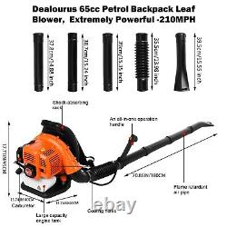 63cc 2-Cycle Backpack Gas Gasoline Leaf Blower Snow Blower 210MPH Orange Garden