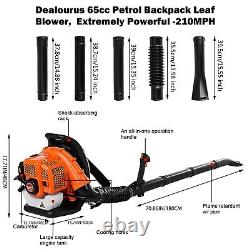 65CC 2-Stroke Gas Powered Backpack Leaf Blower 650CFM 210MPH Powerful Motor US