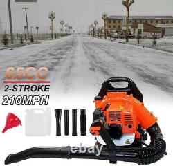 65cc 2 Stroke 3.2HP Gas Cordless Backpack Leaf Blower Padded Harness 2.3KW