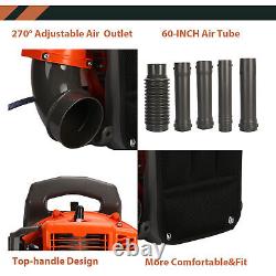 Backpack Leaf Blower Gas Powered Snow Blower 52CC 2-Stroke 550CFM 1.7HP Orange