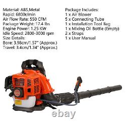 Backpack Leaf Blower Gas Powered Snow Blower 52CC 2-Stroke 550CFM 1.7HP Orange