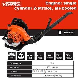 Backpack Leaf Blower Gas Powered Snow Blower 650 CFM 65CC 2-Stroke Engine 3.2HP