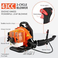 Backpack Leaf Blower Gas Powered Snow Blower 665CFM 270MPH 43CC 2-Stroke 3HP