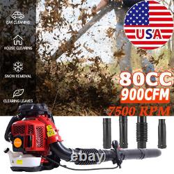 Backpack Leaf Blower Gas Powered Snow Blower 900CFM 80CC 2-Stroke Air Blower US