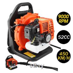 Commercial 4.2hp 52cc 2 Stroke Backpack Gas Powered Leaf Blower Gasoline Grass