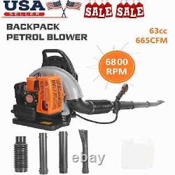 Commercial 63CC 2-Stroke Gas Powered Leaf Blower Grass Blower Gasoline Backpack