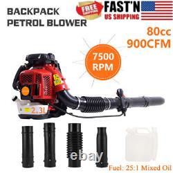 Commercial Backpack Leaf Blower Gas Powered Snow Blower 900CFM 80CC 2-Stroke US