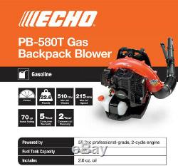 ECHO Gas Leaf Blower 215 MPH 510 CFM 58.2cc 2-Stroke Cycle Backpack