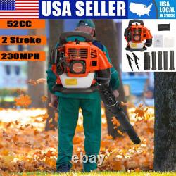 Gas Backpack Leaf Blower 52cc 2-Cycle Engine 550 CFM 230 MPH Gas Snow Blower USA