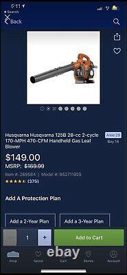 Husqvarna 125B 28cc Gas Variable Speed Handheld Blower 952711925 Brand new