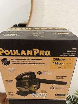 Poulan Pro PRB26, 25cc 2-Cycle Gas 470 CFM 200 MPH Handheld Leaf Blower, Black