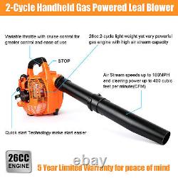 Powerful Shoulder Blower Gas Leaf Blower 26CC 2-Stroke 400CFM 180MPH