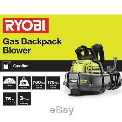 RYOBI 175 MPH 760 CFM 38cc Gas Backpack Leaf Blower