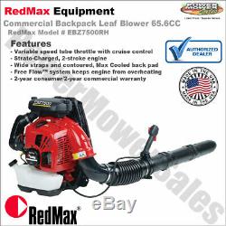 RedMax Commercial Backpack Leaf Blower 65.6CC, Hand Throttle / EBZ7500RH