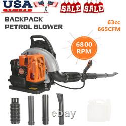 US Backpack Leaf Blowers Gas Snow Blower 63CC 665CFM 2-Stroke Engine Set
