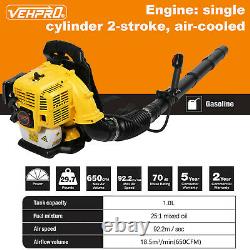 2.1kw Backpack Powerful Blower Gas Leaf Blower 63cc Motor Gas À 2 Temps 650 Cfm