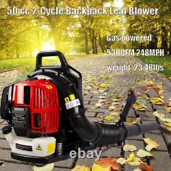 50cc Full Crank 2-cycle Gas Engine Backpack Leaf Blower 530cfm 248mph Avec Tube