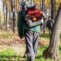 Souffleur de feuilles à gaz puissant de 80cc avec sac à dos, 2 temps, 900CFM et 7250tr/min.